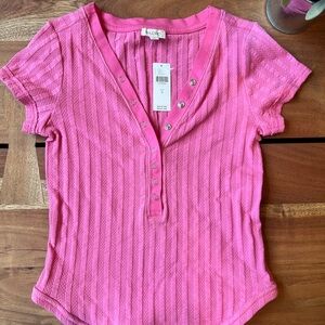 Anthropologie - The Andie Scoop Neck Ribbed Henley by Pilcro